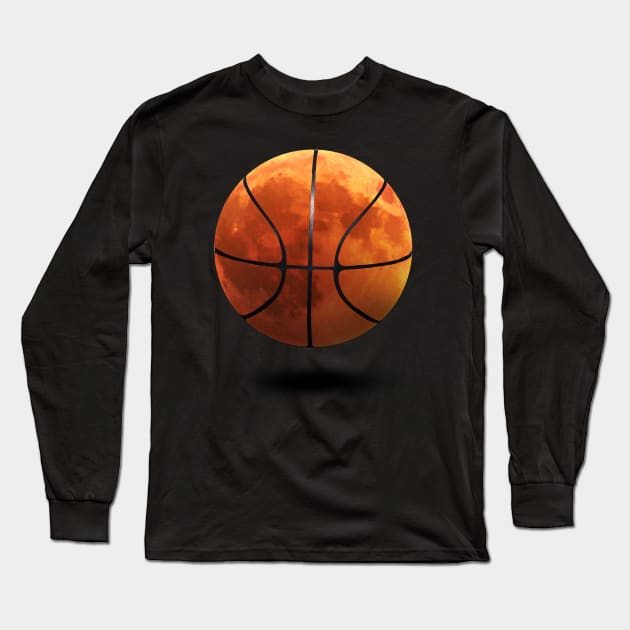 Basketball and the Moon Long Sleeve T-Shirt by DavidLoblaw